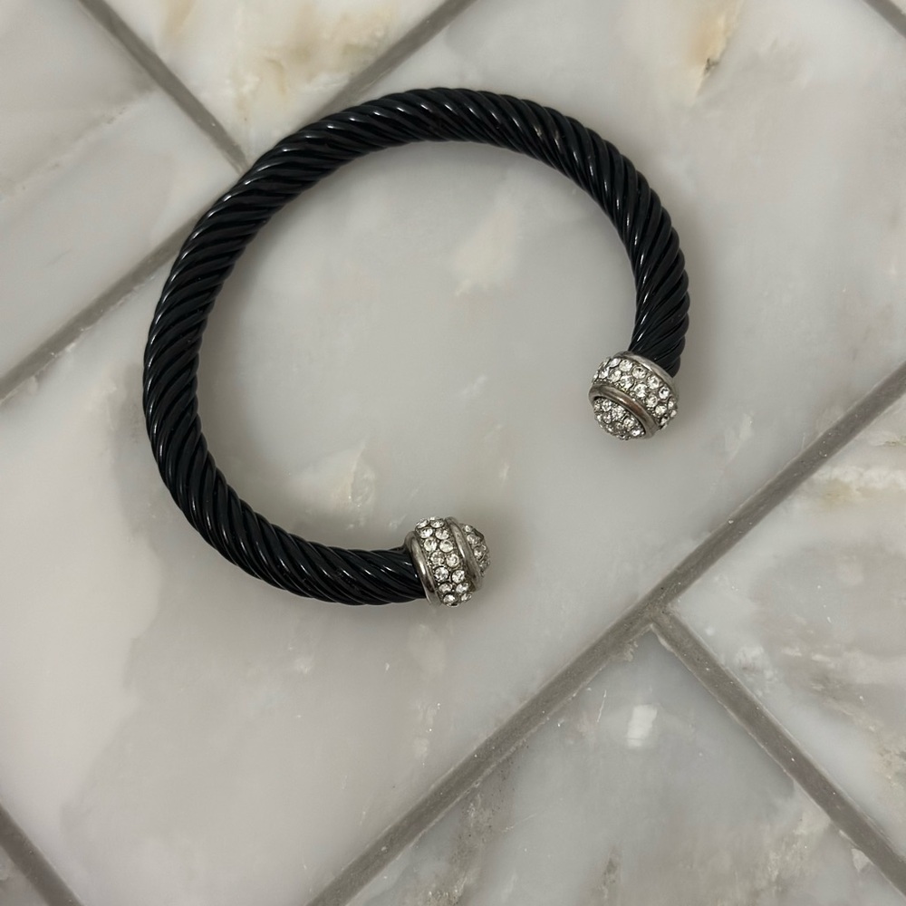 Elegant Black and Silver Women's Bracelet Cuff
